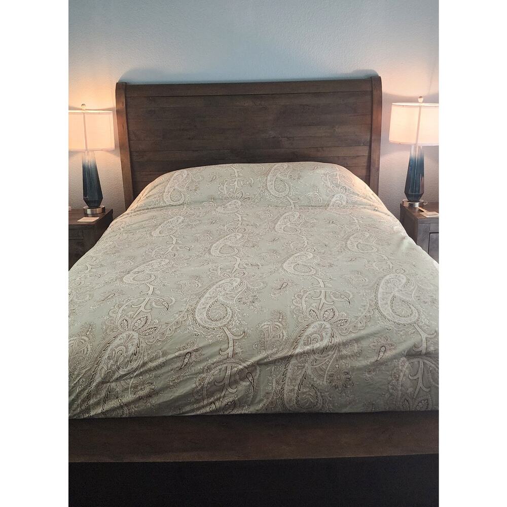 Ralph Lauren Marion Paisley Green Cotton Queen Reversible Comforter - Picture 1 of 8